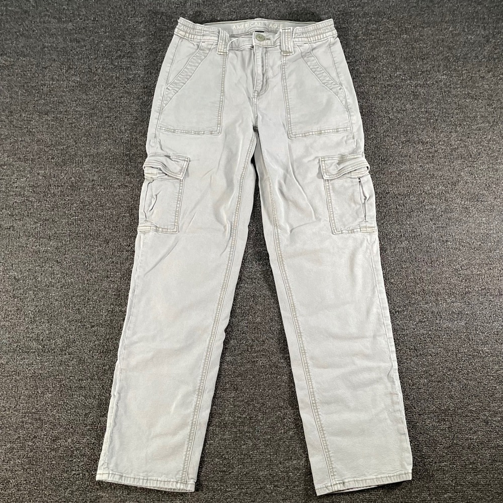 American Eagle Cargo Pants Womens 4 Green Good Stretch Utility Straight Leg
